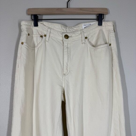 Rag & Bone Dre Low Rise Baggy Boyfriend Jeans Ecru Cream Denim Wide Leg Women 29 - Picture 2 of 9